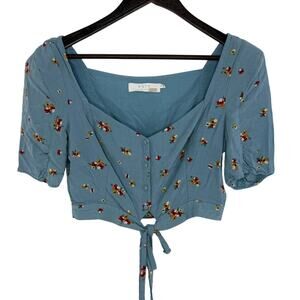 ASTR The Label Blue Floral Crop Top M